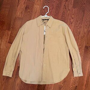 Zara Buttoned Beige Long Sleeve Poplin Shirt Size XS New With Tags